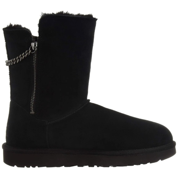UGG Shoes - UGG Black Classic Short Sparkle Chain Zip Boots